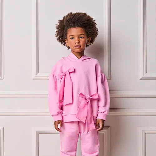 Conjunto com capuz Laços Rosa Girly Anime