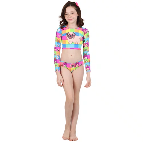 Conjunto Cropped Manga Longa Lara Funny Dog Siri Kids
