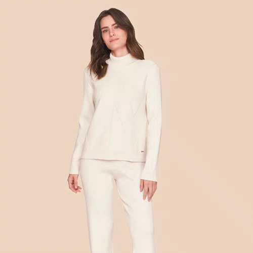 Conjunto Feminino em Tricô Wools Essence Off White Lua Lua