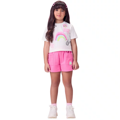 Conjunto Fun Arco Iris Branco e Rosa Momi