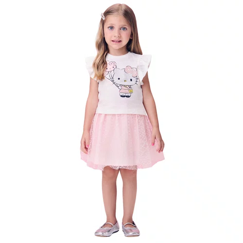 Conjunto Hello Kitty Abelhinha Rose Tule Momi