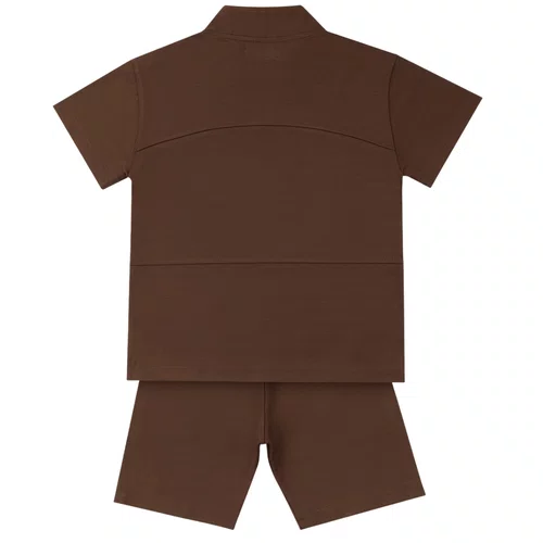Conjunto Infantil Blusa e Bermuda Teddy Frescobol Chocolate Dame