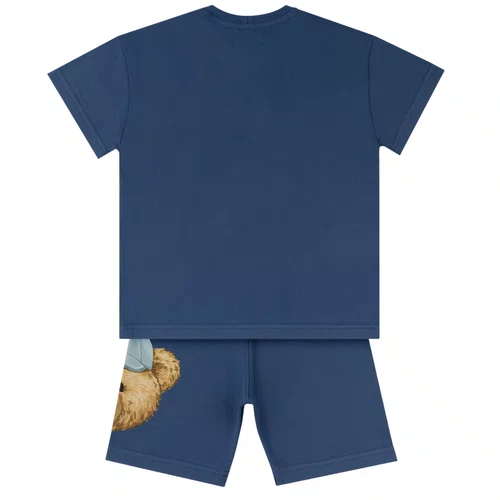 Conjunto Infantil Blusa e Bermuda Teddy Rosto Navy Dame