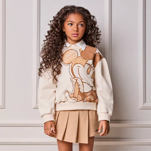 Conjunto Infantil Menina Moletom Disney Bege Vanilla Anime