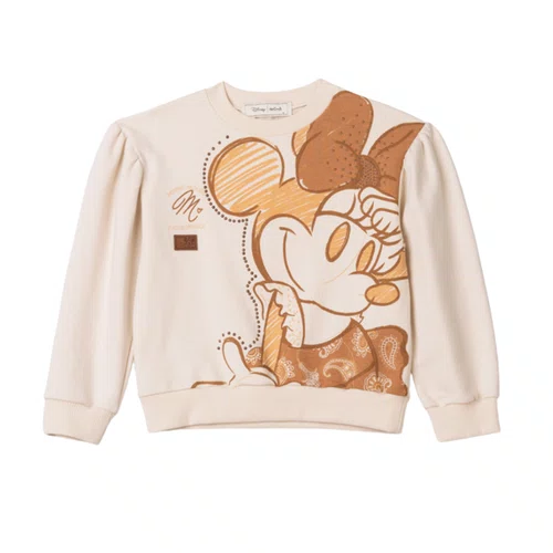 Conjunto Infantil Menina Moletom Disney Bege Vanilla Anime