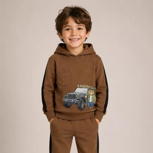 Conjunto Infantil Moletom Elastano Teddy Jeep Marrom Dame