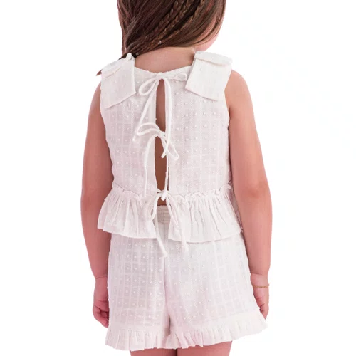 Conjunto Laise Off White Bordado Floral Petit Cherie