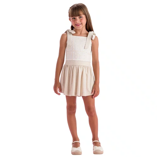Conjunto Linho Off Cru Bordado Petit Cherie