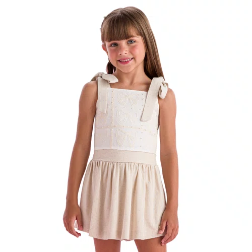 Conjunto Linho Off Cru Bordado Petit Cherie