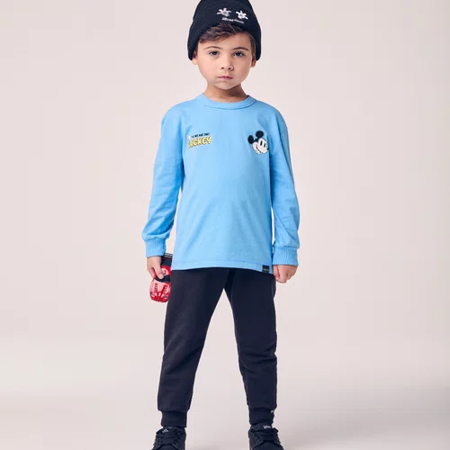 Conjunto Mickey Azul Celeste e Preto Youccie