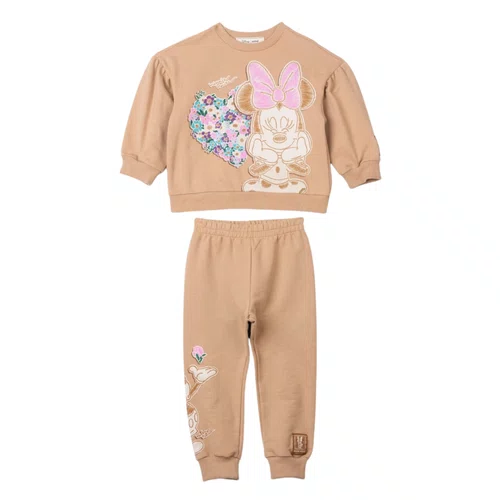 Conjunto Minnie Bordado Bege Kakhi Anime