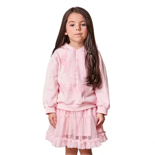 Conjunto Minnie Moletom com Strass e Saia Rosa Soft Anime