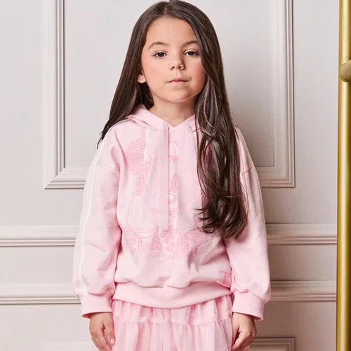 Conjunto Minnie Moletom com Strass e Saia Rosa Soft Anime