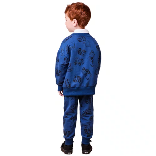 Conjunto Moletom Azul Caminhoes Youccie