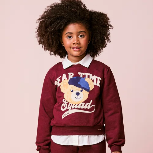 Conjunto Moletom Bear Time Cranberry Juice Momi