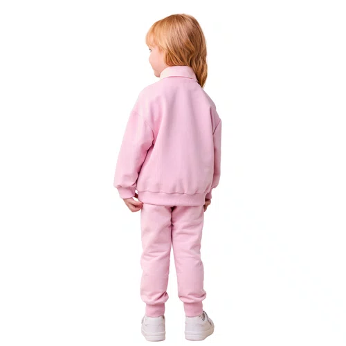 Conjunto Moletom Rosa Laços Brilho Anime