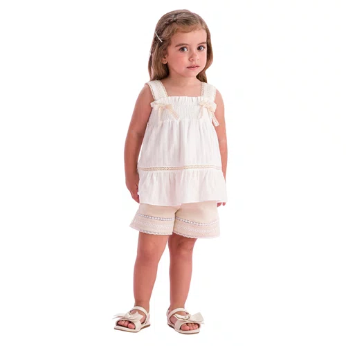 Conjunto Off White Bege Bordado Delicado Petit Cherie