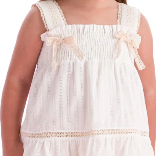Conjunto Off White Bege Bordado Delicado Petit Cherie