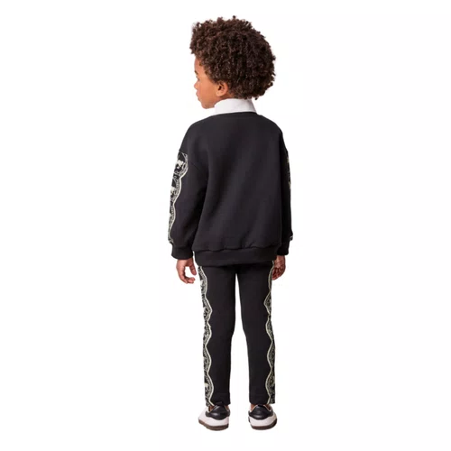 Conjunto Preto Legging Barrado Carrossel Anime
