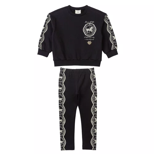 Conjunto Preto Legging Barrado Carrossel Anime