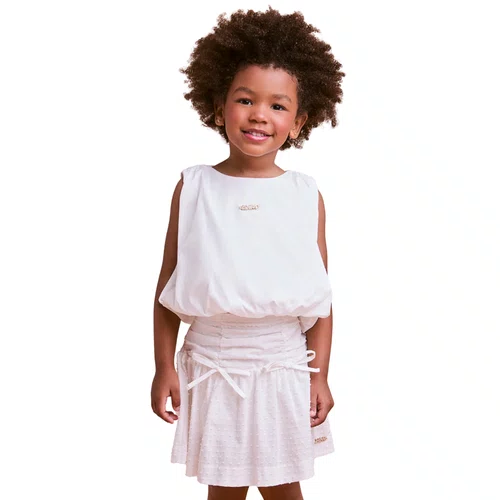 Conjunto Saia Algodão e Blusa Balonê Off White Anime