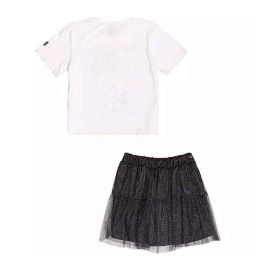 Conjunto Saia de Tule Hello Kitty Preto Brilho Shine Momi