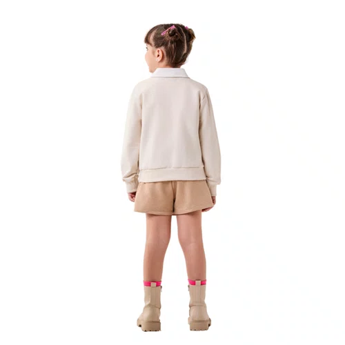 Conjunto Saia Shorts Bege e Vanilla Animais Bimbi
