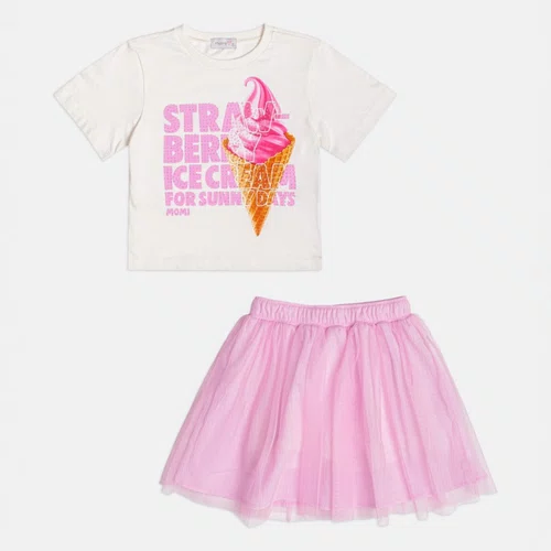 Conjunto Strawberry Ice Cream Saia Tule Rosa Momi