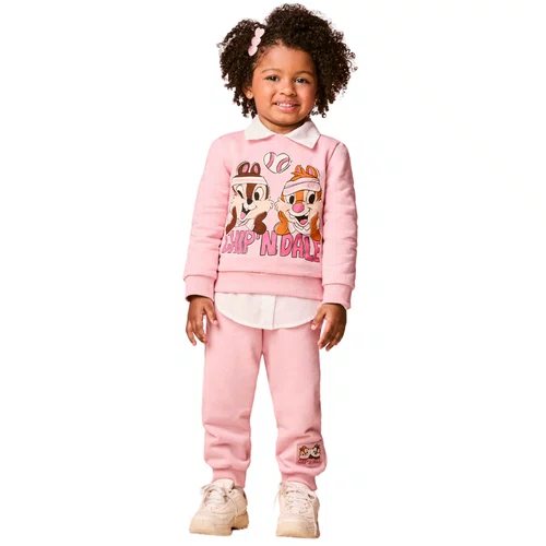 Conjunto Tico e Teco Strass Rosa Quartzo Momi