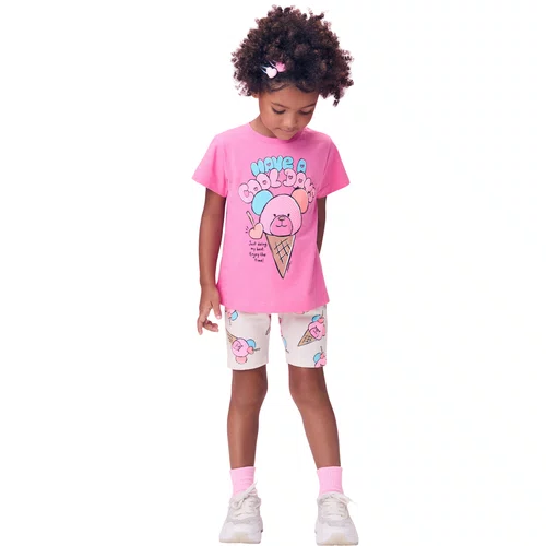 Conjunto Ursinho Sorvete Rosa Legging Momi