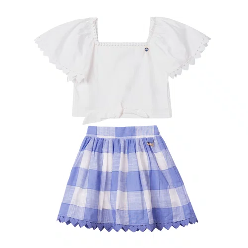 Conjunto Xadrez Azul Com Sianinha De Corações Anime