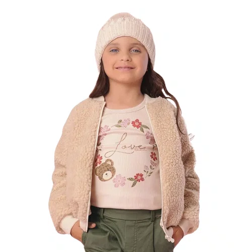 Jaqueta Bomber Carneirinho Bege Pituchinhus