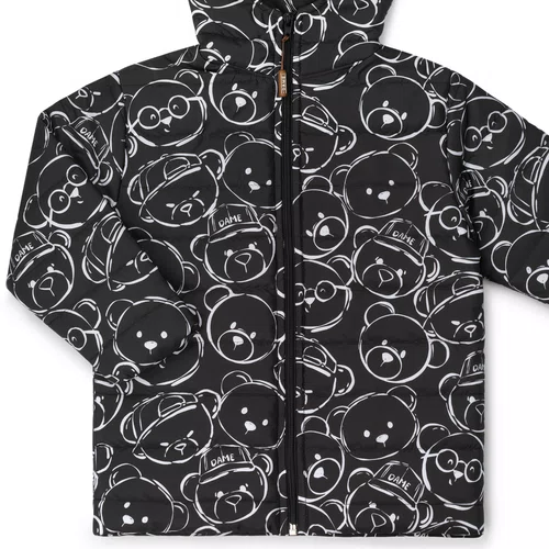 Jaqueta Fibra Estampa Full Teddys Preto Dame