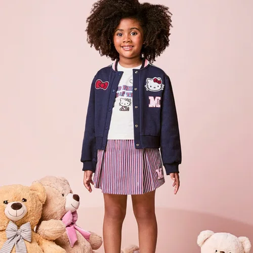 Jaqueta Hello Kitty Gola Tricot Marinho Momi