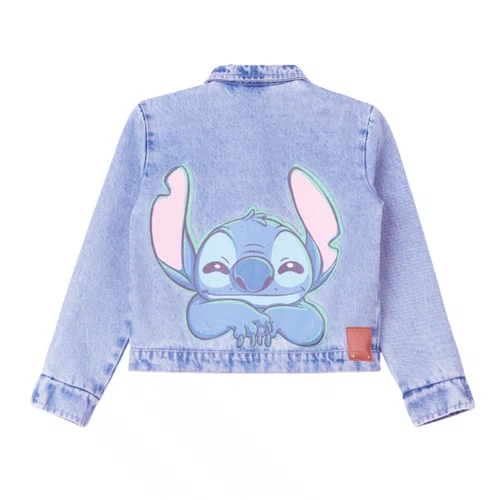 Jaqueta Jeans Com Patchs Stitch Anime
