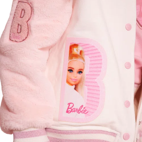 Jaqueta Moletom Mangas Pele Patchs Barbie Pituchinhus