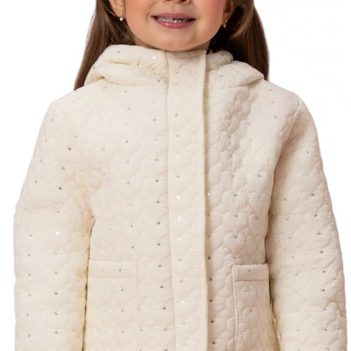 Jaqueta Puffer Corações  e Mini Paetês Off White Petit Cherie