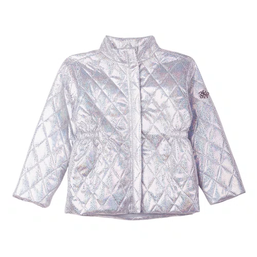 Jaqueta Puffer Metalizada Prata Anime