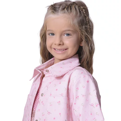 Jaqueta Sarja Estampada e Franjas Mini Floral Pituchinhus