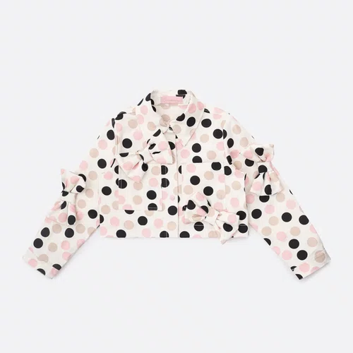 Jaqueta Sarja Poá Laços Puffer Colorido Pituchinhus
