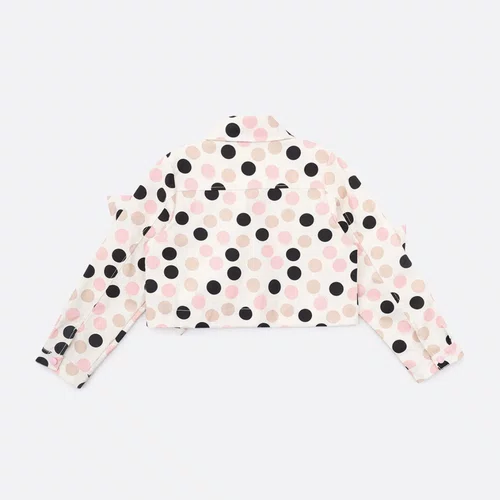 Jaqueta Sarja Poá Laços Puffer Colorido Pituchinhus