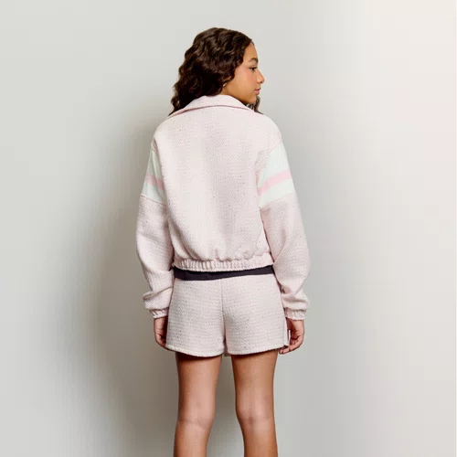 Jaqueta Tweed Tricot Rosa Quartzo Authoria
