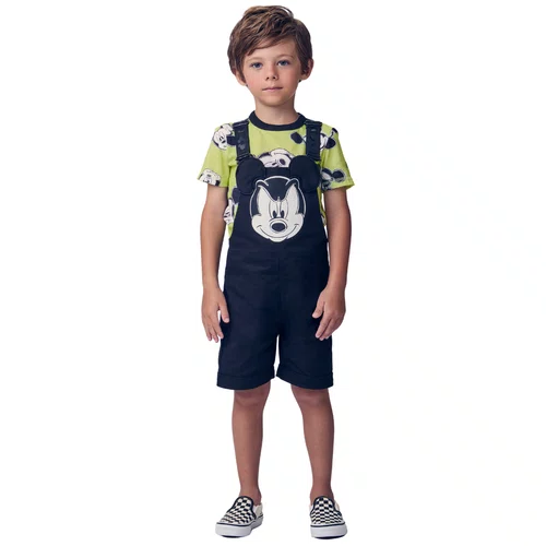 Jardineira Sarja Mickey Preto Youccie