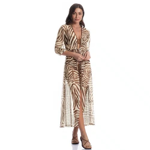 Kaftan Savana Tule Marrom Daniela Tombini