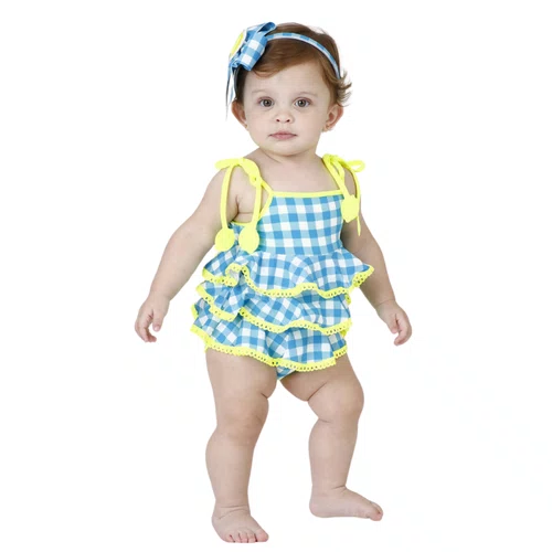 Maiô Baby Zoe Vichy Limão Siri kids