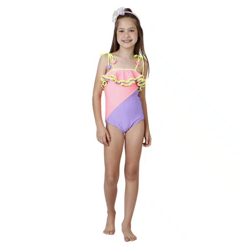 Maiô Infantil Julia Babados Zig Zag Siri Kids