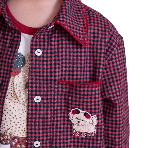 Maxi Camisa Xadrez Patche Cachorrinho Pituchinhus