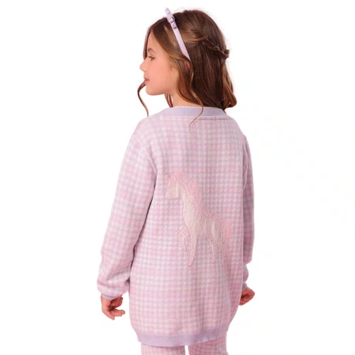 Maxi Casaco Xadrez Roxo Unicornio Pituchinhus