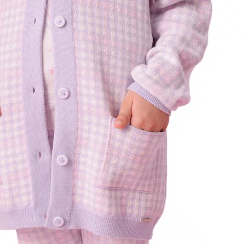 Maxi Casaco Xadrez Roxo Unicornio Pituchinhus