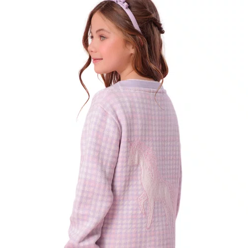 Maxi Casaco Xadrez Roxo Unicornio Pituchinhus